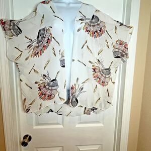 I Joah Womens Oversize Small Beige Kimono Sheer Lightweight Head‎ Dress Feathers